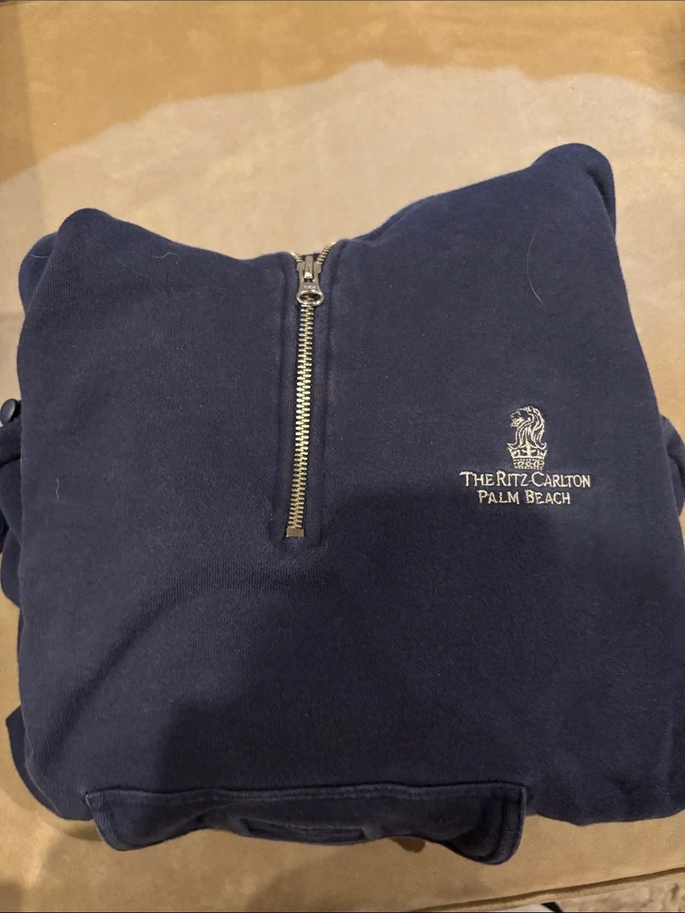 Navy Half-Zip Hooded Pullover with Front Pocket